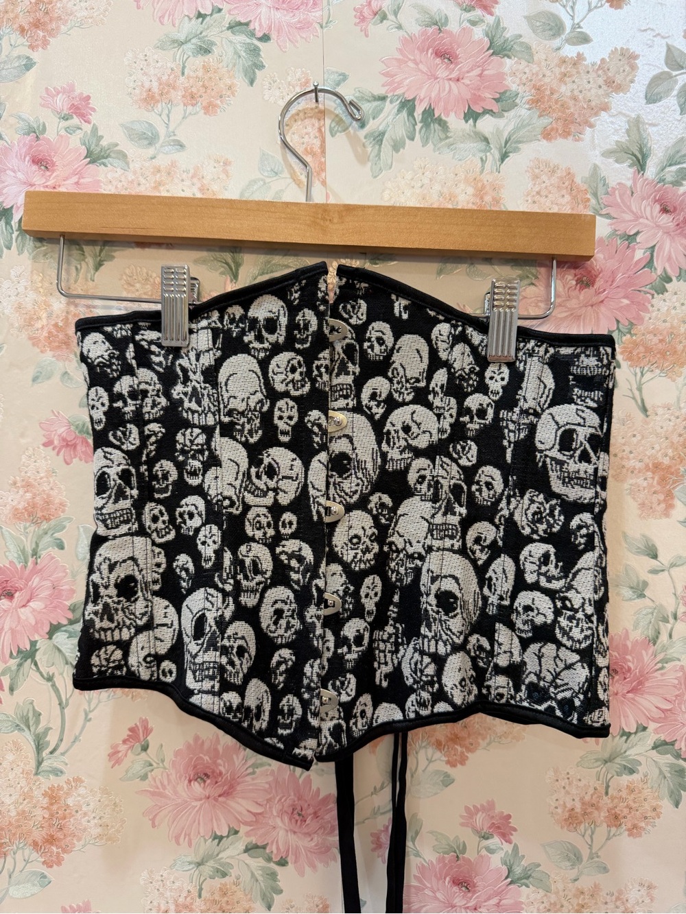 & Other Stories Black and White Skull Knit Corset-Style Kids Skirt